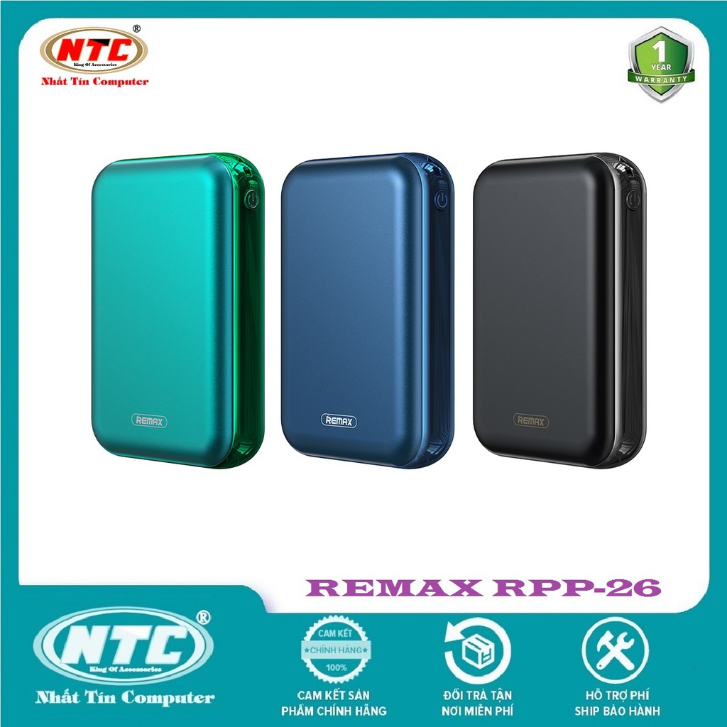 Pin sạc dự phòng mini Remax RPP-26 10000mAh 2 cổng input/output - Hàng chính hãng