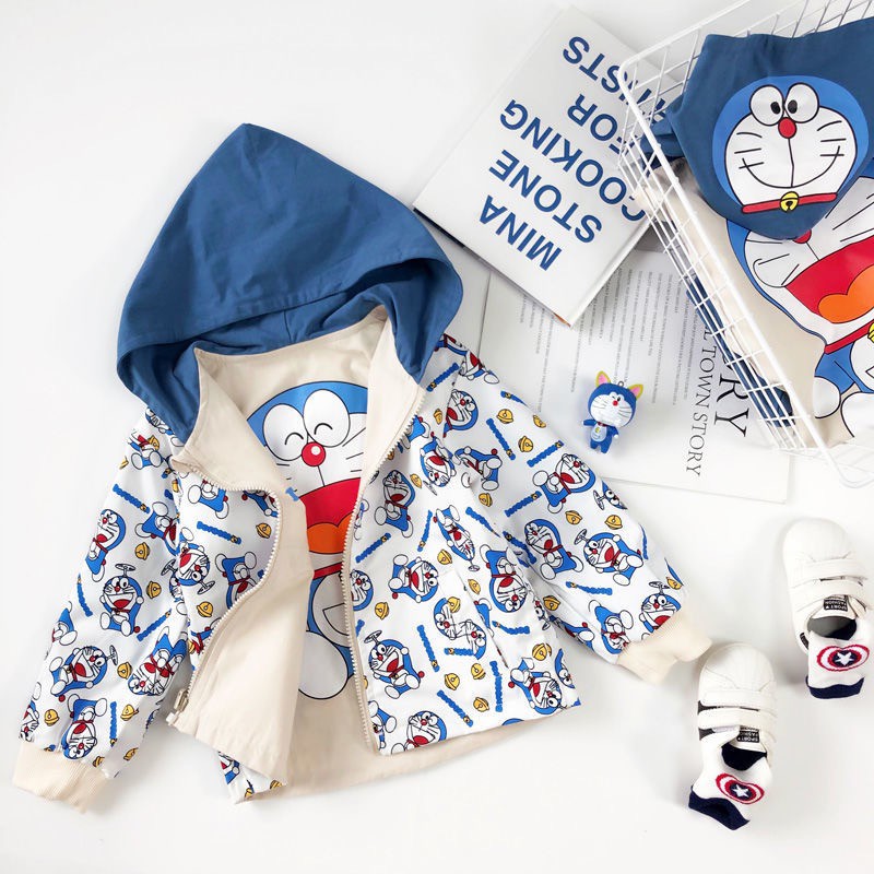 Áo khoác gió cho bé KIDPLANET Doraemon cho bé trai bé gái 4-10 tuổi thời trang trẻ em N00557