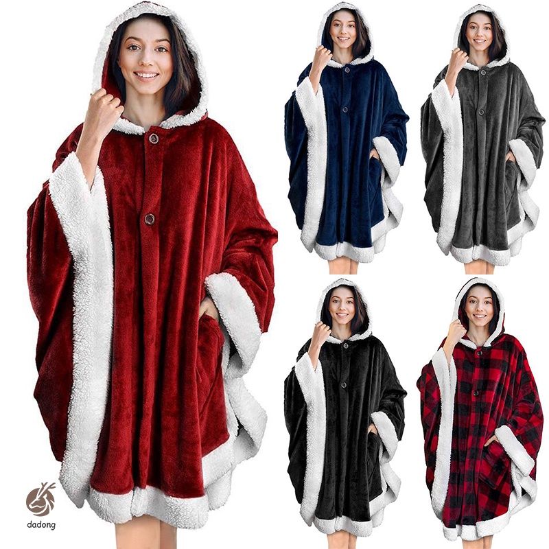 Chăn lông cừu mềm mại có mũ trùm đầu
