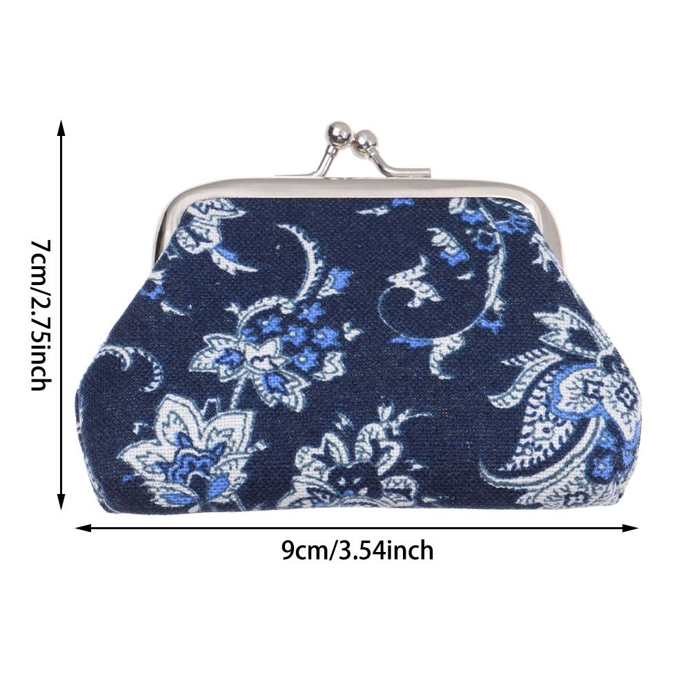 Ví cầm tay MIHAN1 bằng vải canvas có khóa cài in hoa phong cách vintage thời trang cho nữ