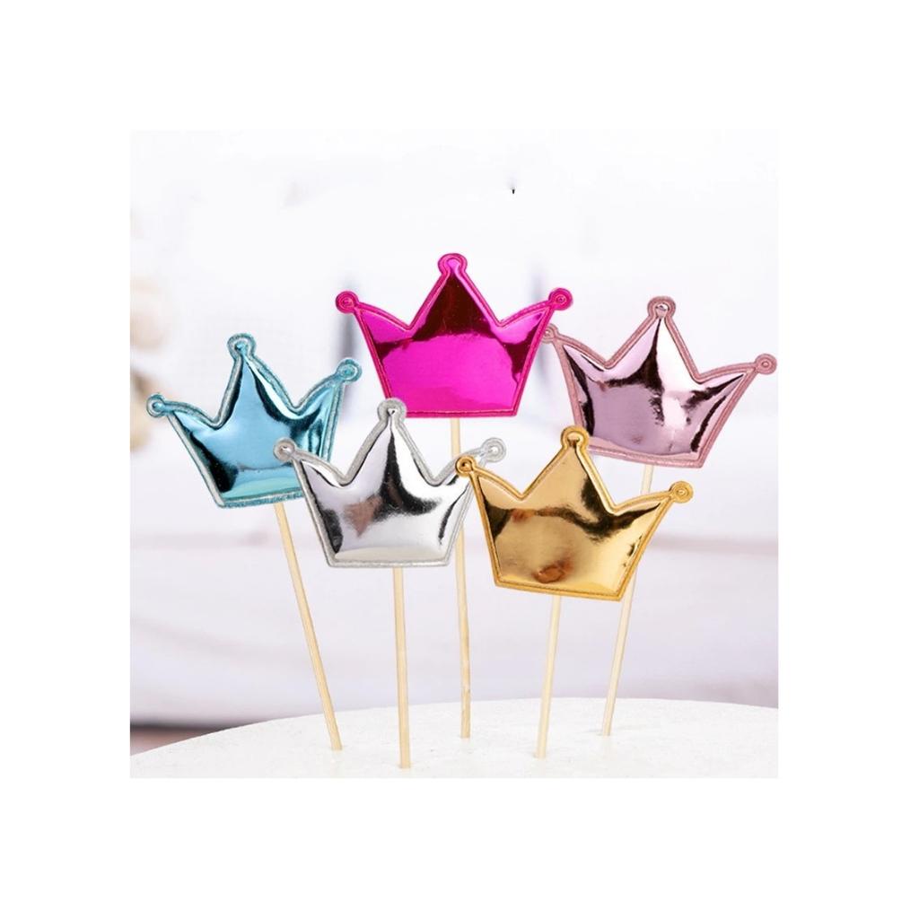 Que Cắm Tre, Topper  Hình Sao, Vương Miện, Tim Trang Trí Bánh