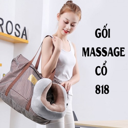 Gối massage cổ chữ U rung nóng trị đau mỏi cổ pin sạc Nhật Bản YJ-818