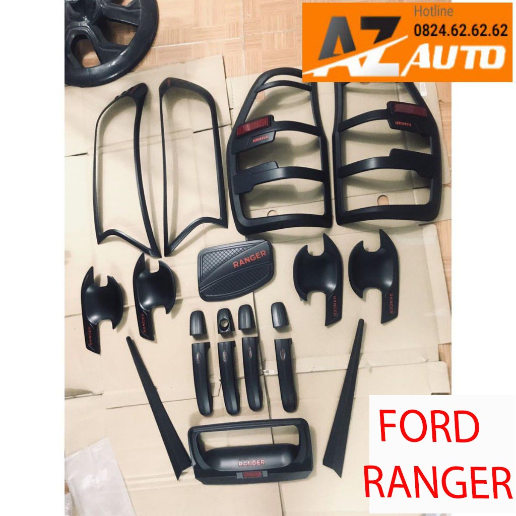 Ốp tay nắm cửa, hõm cửa, ốp đèn pha, đèn hậu, nắp xăng, tay mở cốp đen Ford Ranger 2014 - 2021- nhựa đen | BigBuy360 - bigbuy360.vn