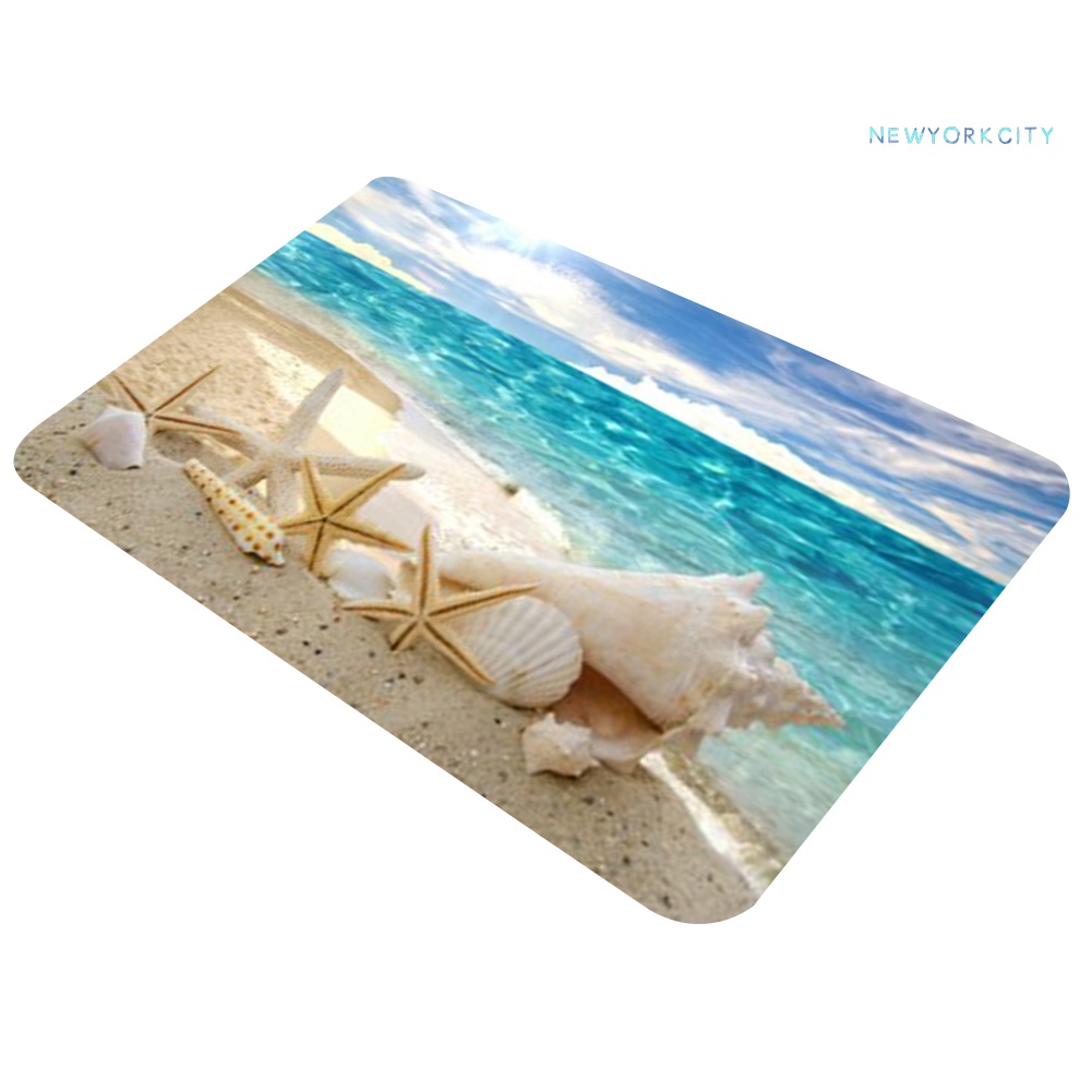 Thảm lót cửa chùi chân Chống Trượt In Hình Vỏ Sò / Sao Biển