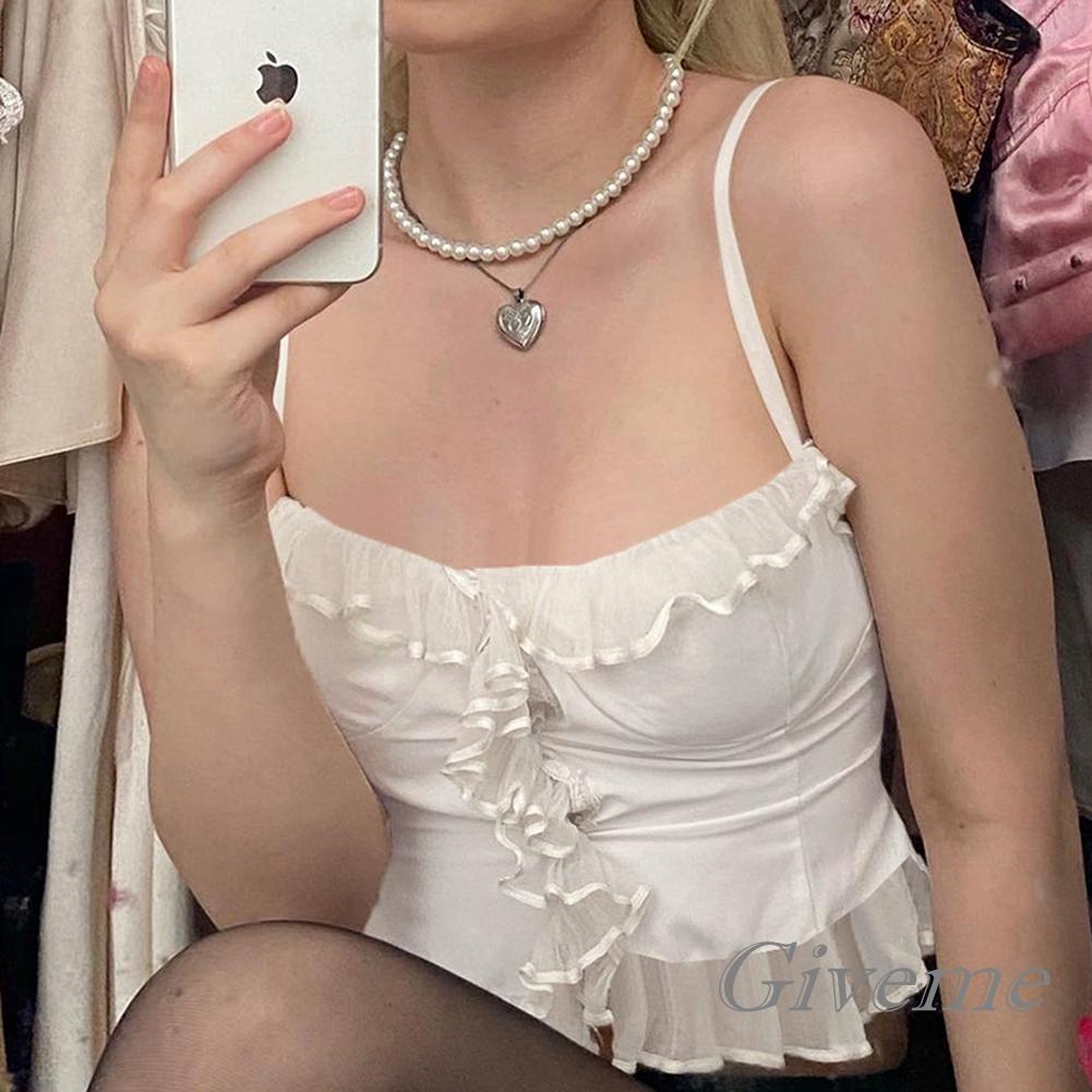 Áo Lửng Hai Dây Phối Ren Thời Trang Dành Cho Nữ