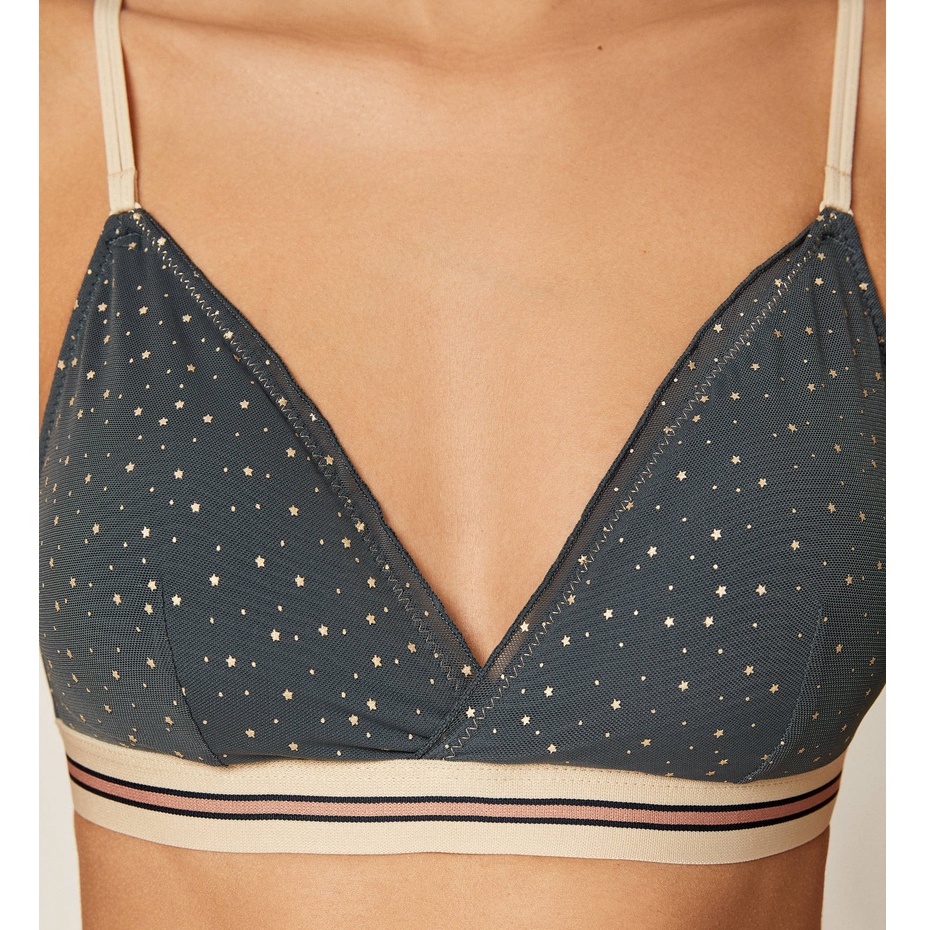 Áo Bralette Oysho Có Mút Lưng Thun Co Giãn Hoạ Tiết Ánh Sao
