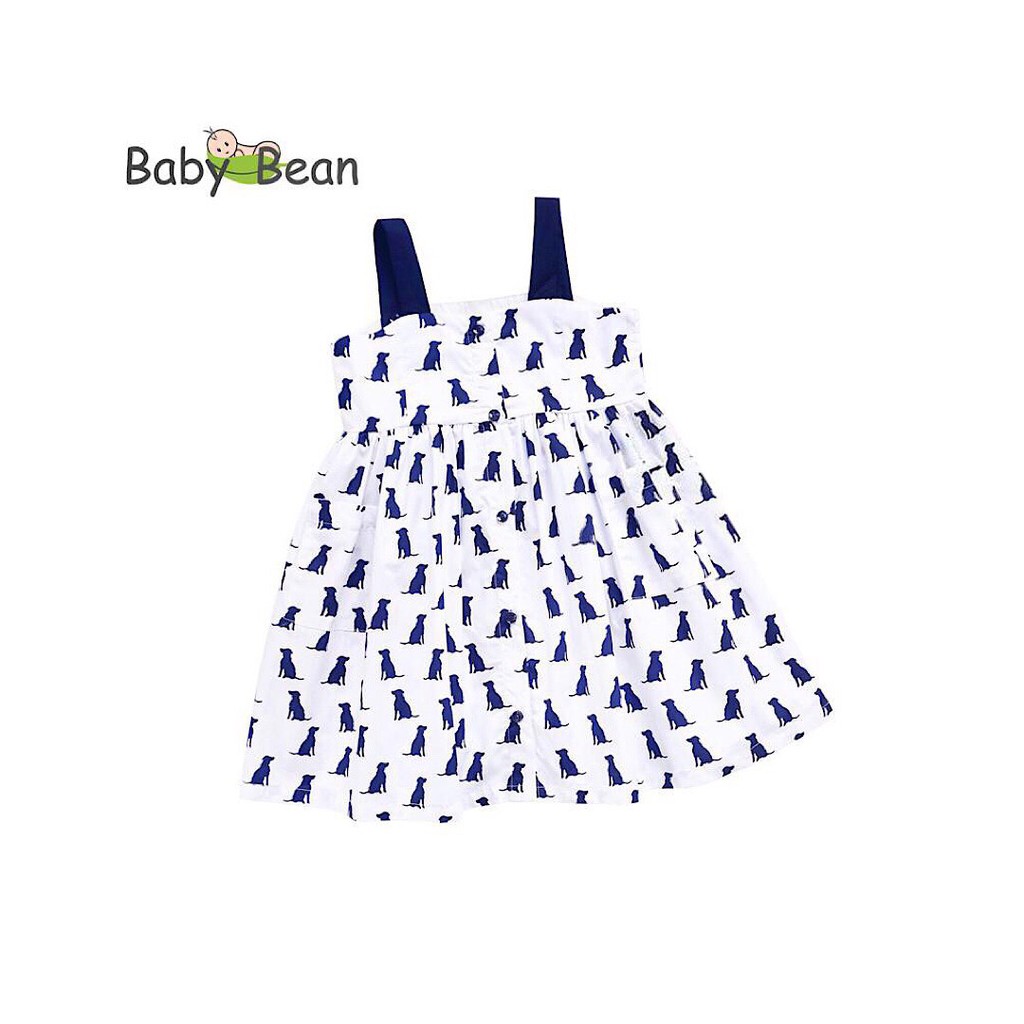 [MÃ THƯƠNG HIỆU UY TÍN Voucher giảm 10%] Váy Đầm Cotton 2 Dây Túi Vuông Hoa Văn Bé Gái BabyBean