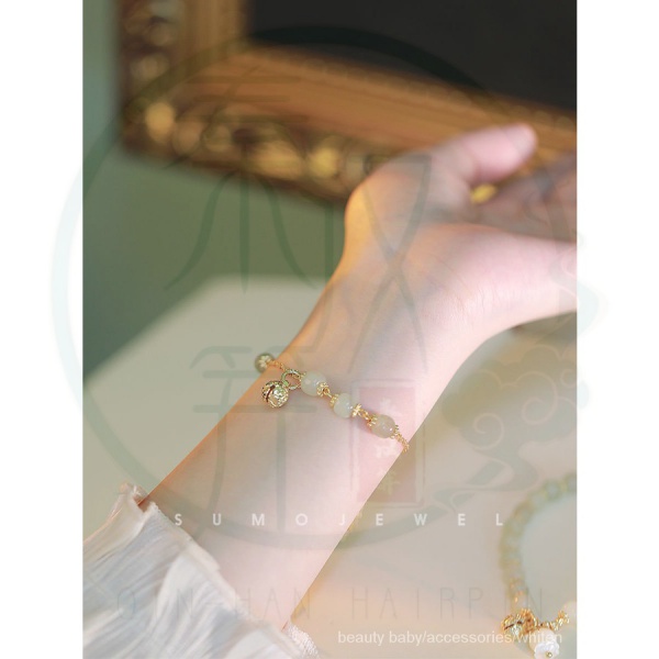 Vòng tay ngọc bích trong suốt cá tính phong cách retro cá tính cho nữ sinh