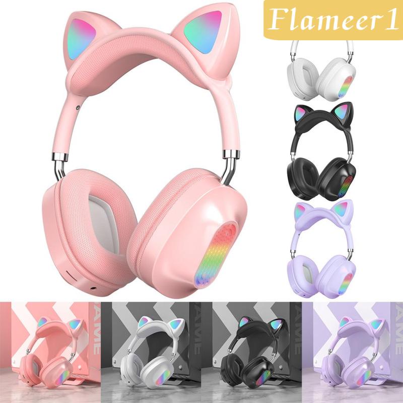 Tai Nghe Bluetooth 5.0 Tai Mèo Mềm Mại Chống Ồn Cho Nữ [Flameameer1]