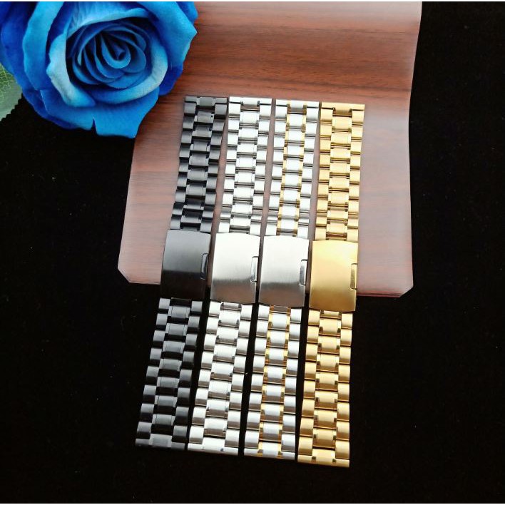 Dây đeo đồng hồ thép đúc đặc không gỉ model 01 kiểu khóa bấm chống gỉ
