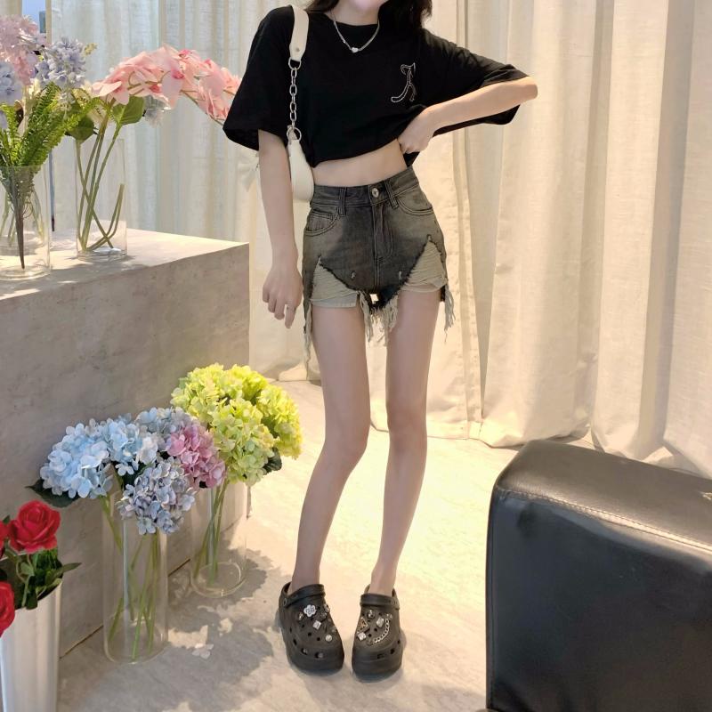 Quần jeans Nữ Lưng Cao Xẻ Rách Cá Tính