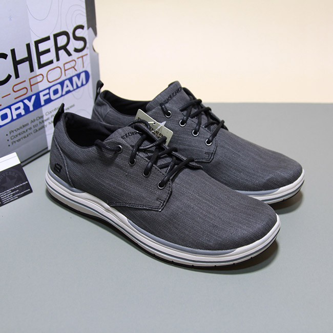 Giày Skechers thấp cổ vải đen STVD22