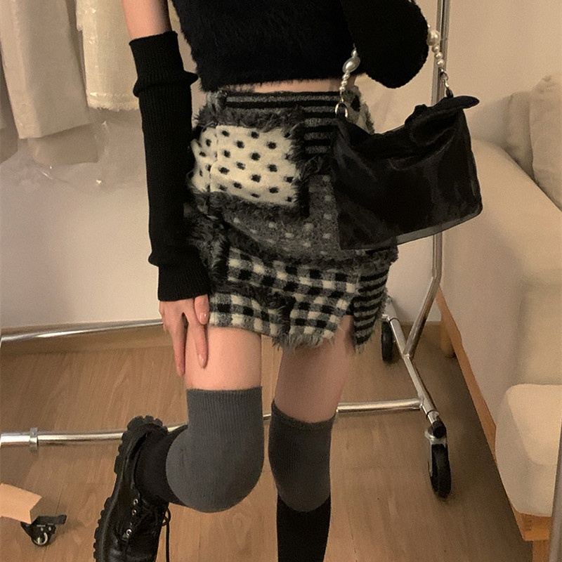 Chân váy len lưng cao dáng ôm thời trang thu đông cho nữ