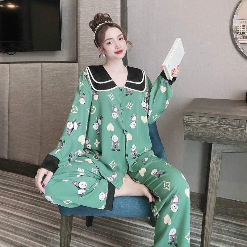 Đồ bộ nữ chất lụa cao cấp, Đồ ngủ pijama mặc nhà form rộng (50 - 110kg)