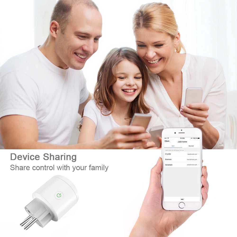 Ổ cắm điện Goojodoq 16A wifi thông minh đầu ra US UK EU dùng ở Thái và Philippin ứng dụng Tuya cho trợ lý Alexa Google