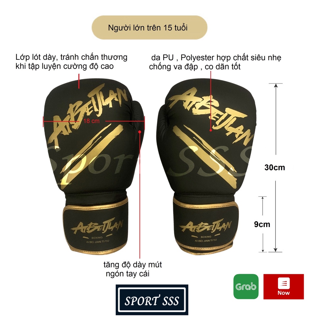 Găng tay Boxing ABJ  - Võ thuật - Muay chuyên nghiệp và phong trào Nam - Nữ - Trẻ em  Cao Cấp