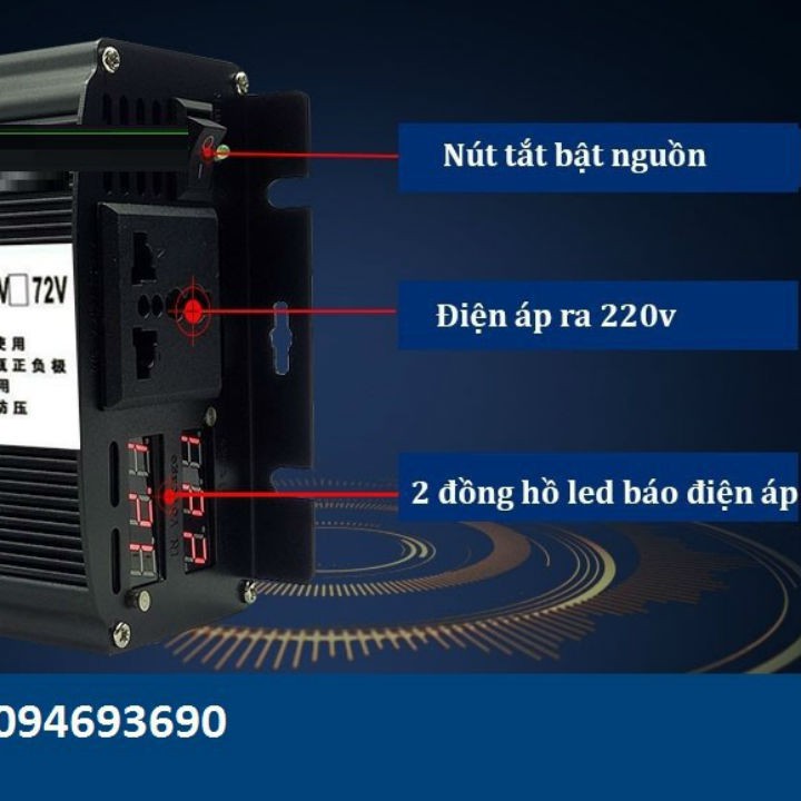 kích điện 3000w từ 12v lên 220v