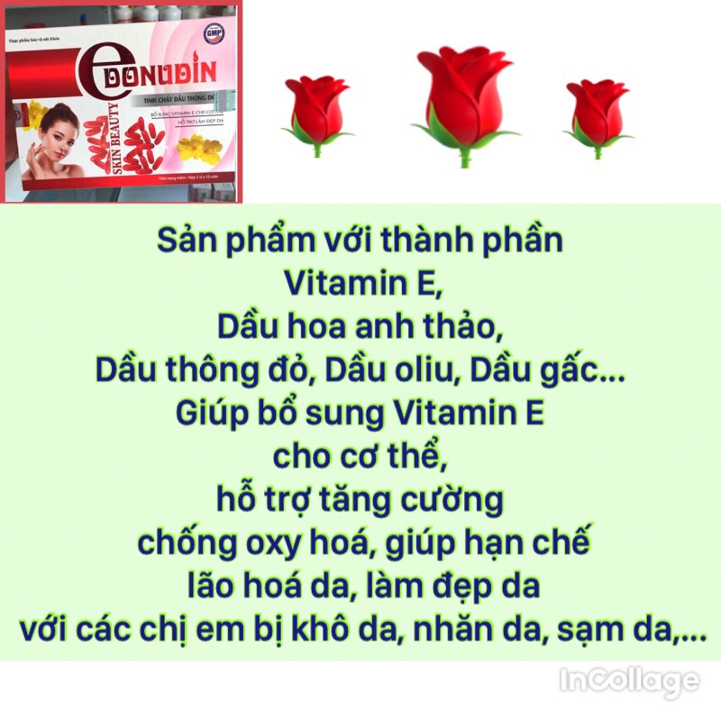 Viên uống đẹp da Vitamin E đỏ- tinh dầu hoa anh thảo