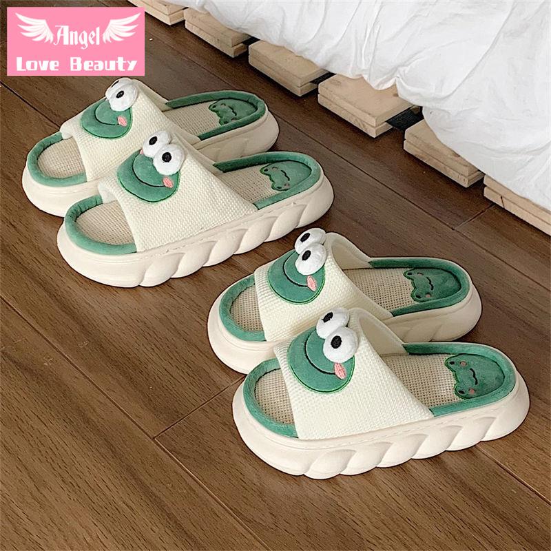 Dép Cotton Lanh Đế Dày Chống Trượt Hình Chú Ếch Dễ Thương Cho Bé Trai Bé Gái