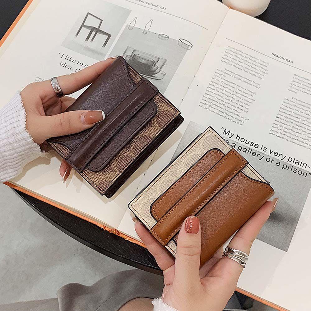 Ví Ngắn Dạng Gập Đựng Thẻ Phong Cách Retro Thời Trang Cho Nữ Giá Đỡ