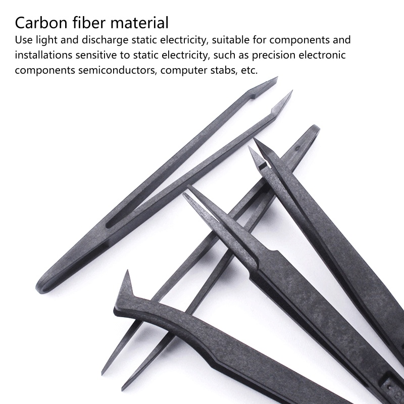 Nhíp Nhựa Sợi Carbon Chống Tĩnh Điện Dùng Sửa Chữa Trang Sức / Làm Móng Tay DIY