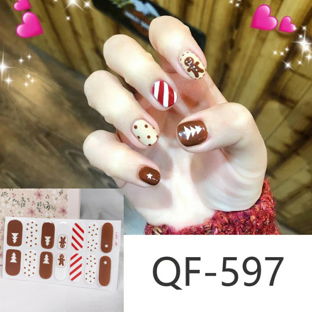 Miếng dán móng tay Nghệ thuật Phong cách Hàn Quốc Stickers Nails Wraps Nail Art Giáng Sinh Noel