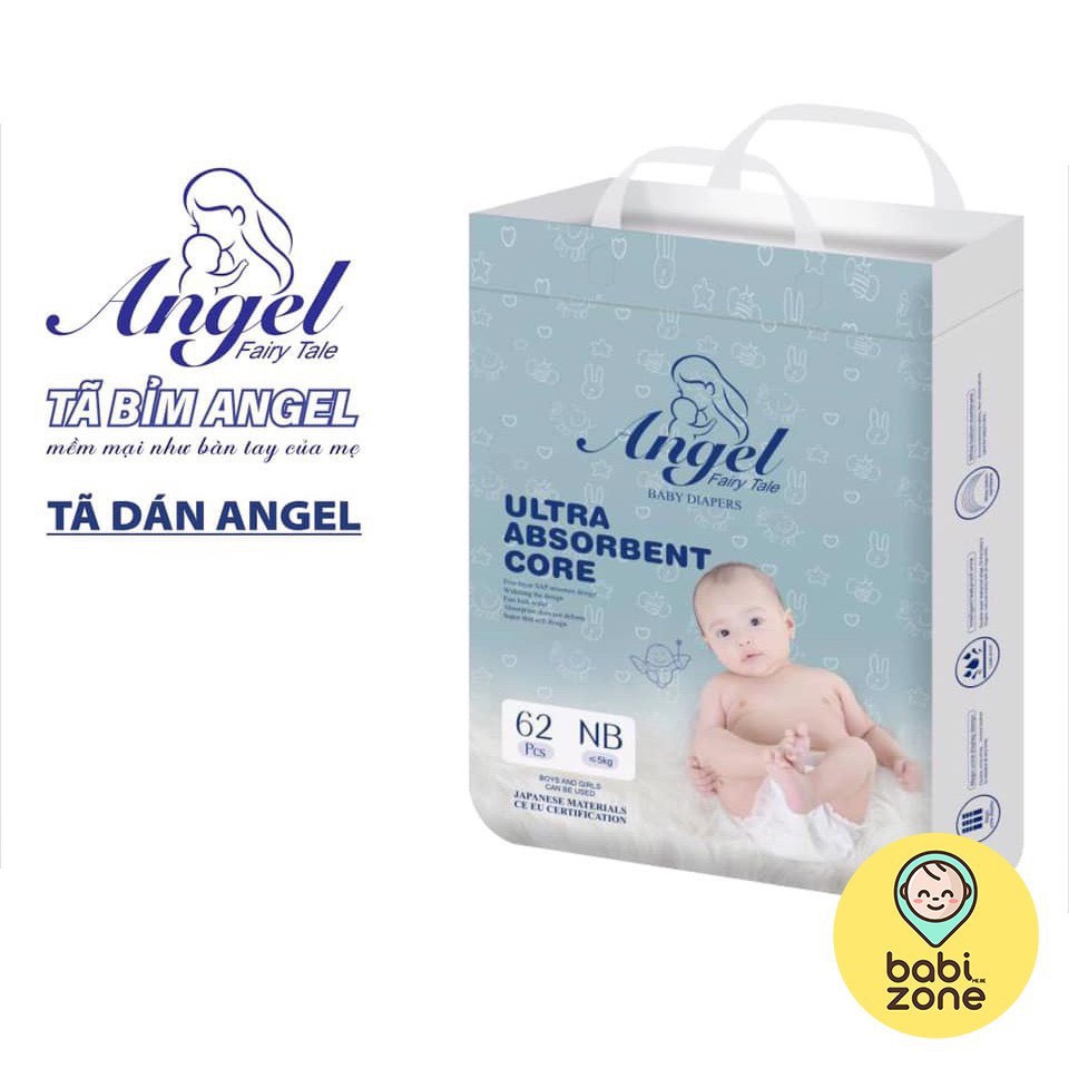 [Giảm Đến 40K] Tã Dán ANGEL Bao Bì Xanh Ultra Absorbent Core Cao Cấp Đủ Size Từ Sơ Sinh NB62- S58-M54-L50-XL46