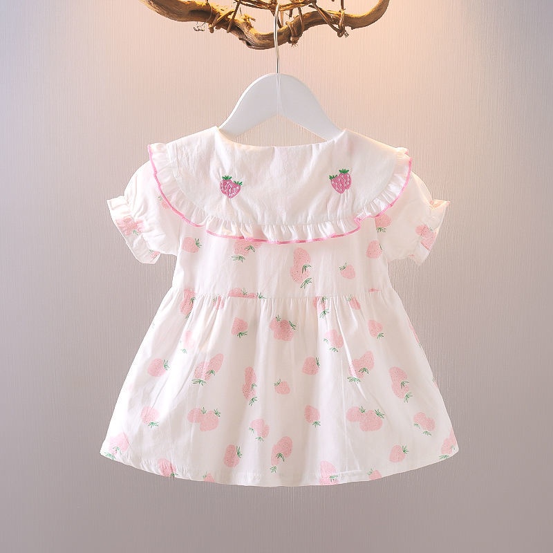 Đầm công chúa tay phồng bằng vải cotton thời trang dễ thương dành cho bé gái 0-4 tuổi