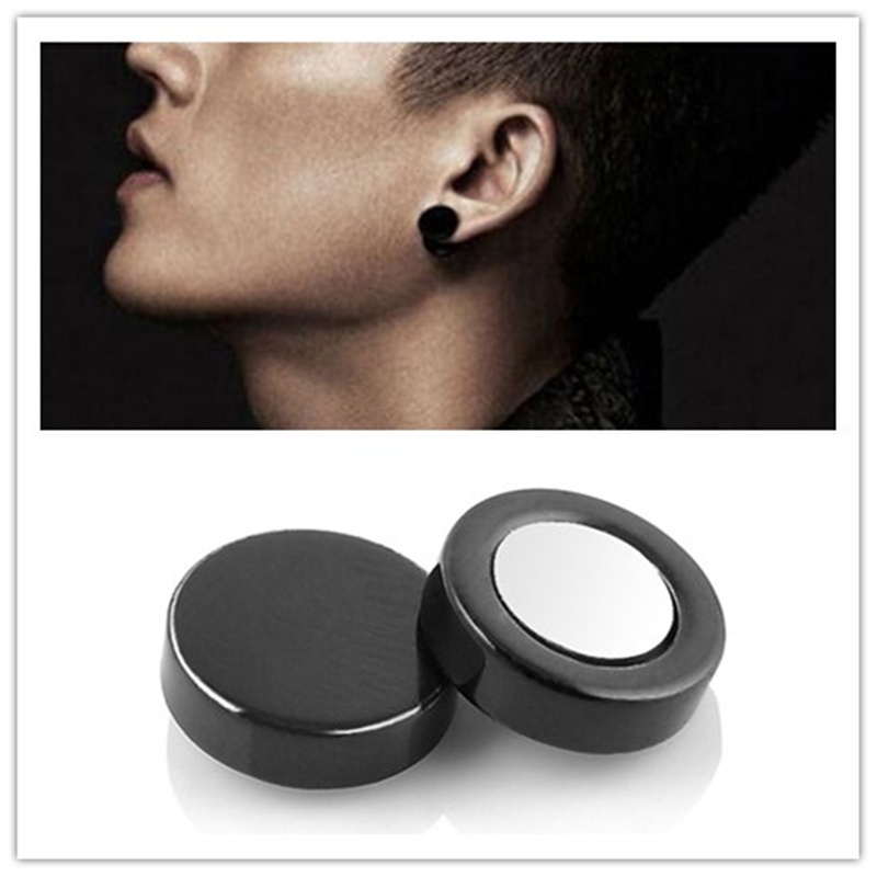 1 Đôi Bông Tai Nam Châm Tròn Không Xỏ Lỗ Phong Cách Punk Thời Trang