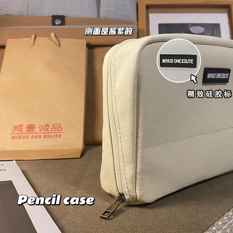 Túi Đựng Bút Bằng Vải Canvas Cỡ Lớn Màu Trơn Đa Năng Tiện Dụng Cho Học Sinh