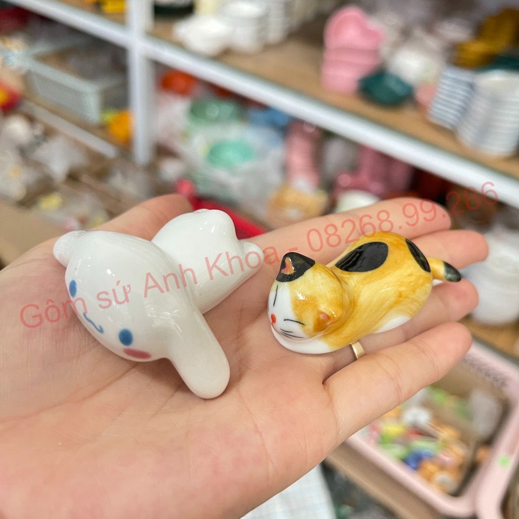 Gác đũa sứ, kê đũa hình thù ngộ nghĩnh đáng yêu - Chất sứ cao cấp, men màu decor trang trí bàn ăn siêu đẹp