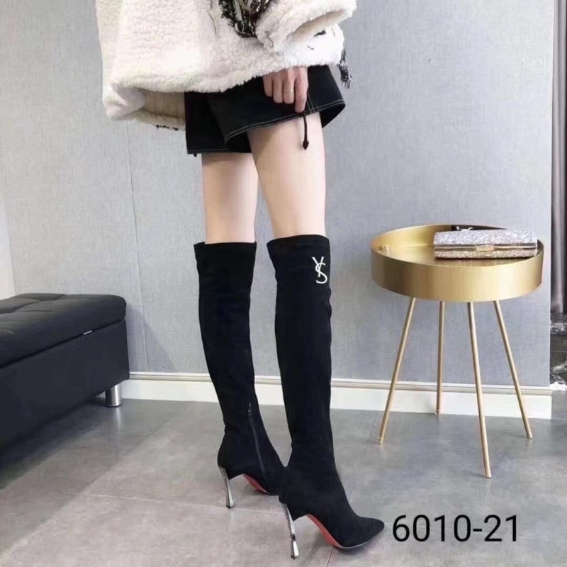Boot đùi chất da lộn/ nỉ gót nhọn