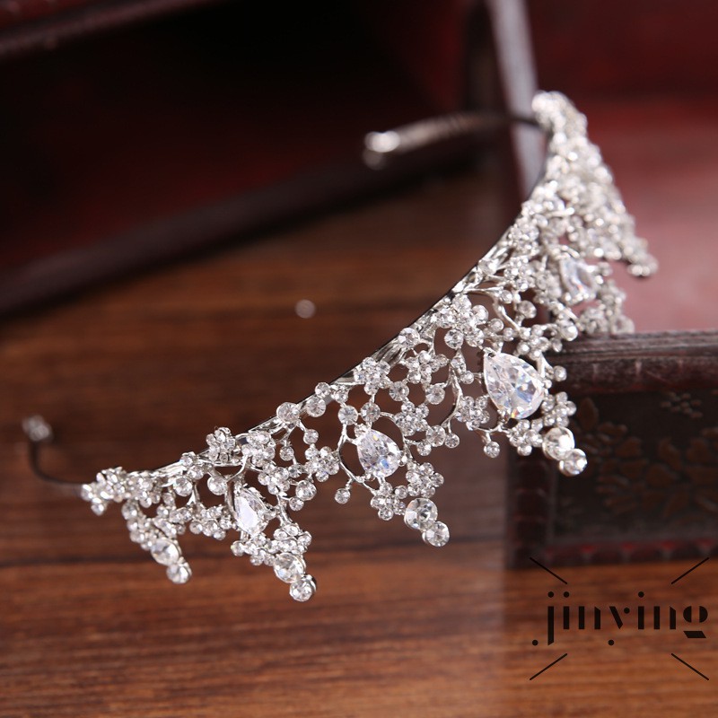 GETNOIVAS Vương miện bạc phong cách cổ điển xinh xắn thời trang cho cô dâu