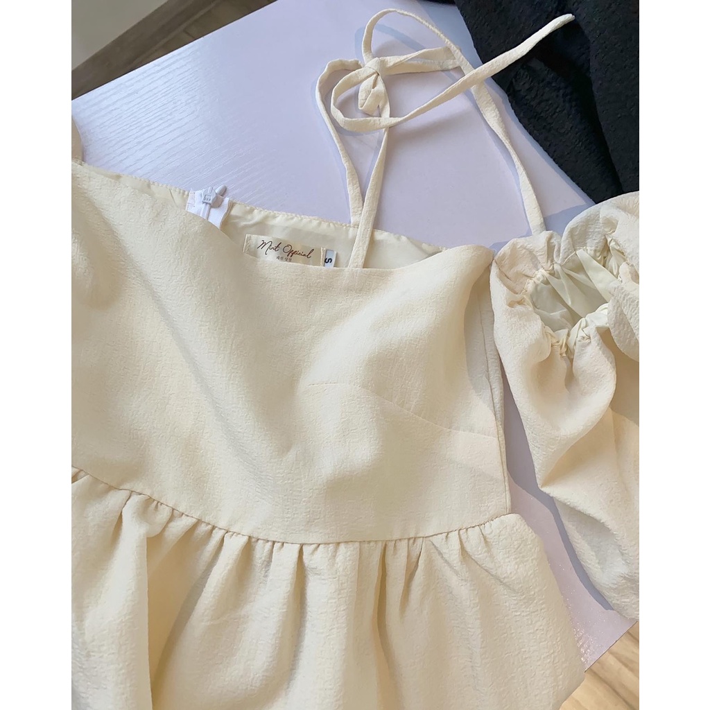 Váy Jennie tay rời xốp đũi madebymint mặc được 4 kiểu, váy hai dây đi biển, đi chơi, du lịch