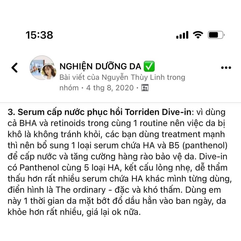 Serum dưỡng da phục hồi da Torriden Dive In Serum