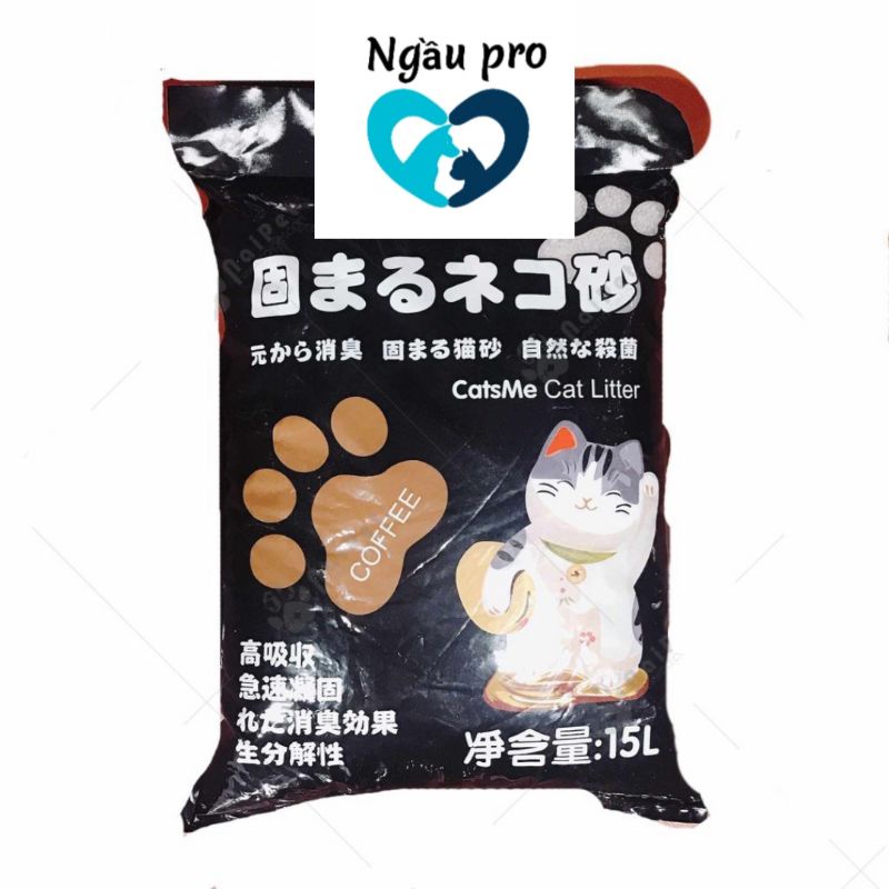 Cát mèo Nhật đen , Cát vệ sinh đất sét nhật cho mèo cats me litter gói 8L