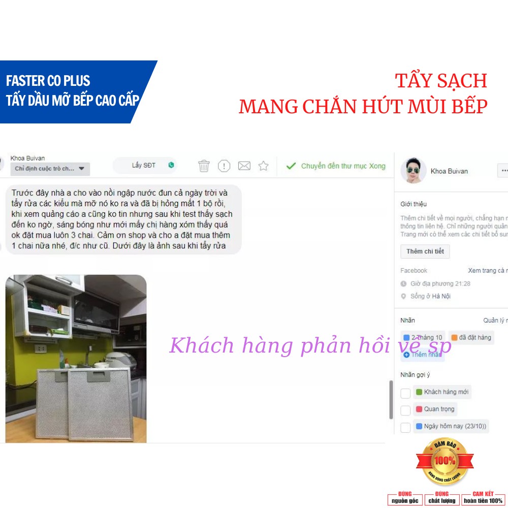 [Mã BMIN050 giảm 50K đơn 99K] Chai xịt tẩy dầu mỡ nhà bếp bám két lâu ngày FasterCO Plus 500ml