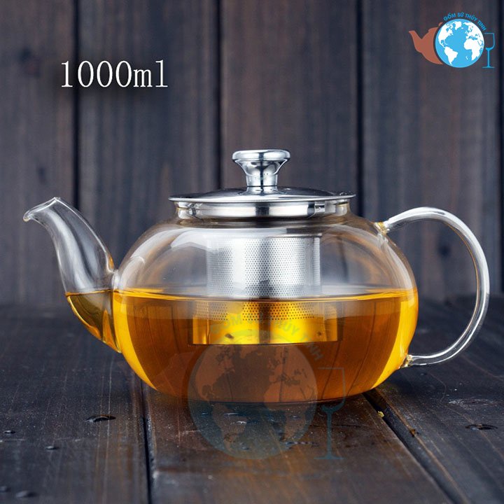 Ấm pha trà chịụ nhiệt tốt, bình thủy tinh rót nước 1 lít hoặc 600ml, bình pha trà thủy tinh cao cấp dùng được bếp điện