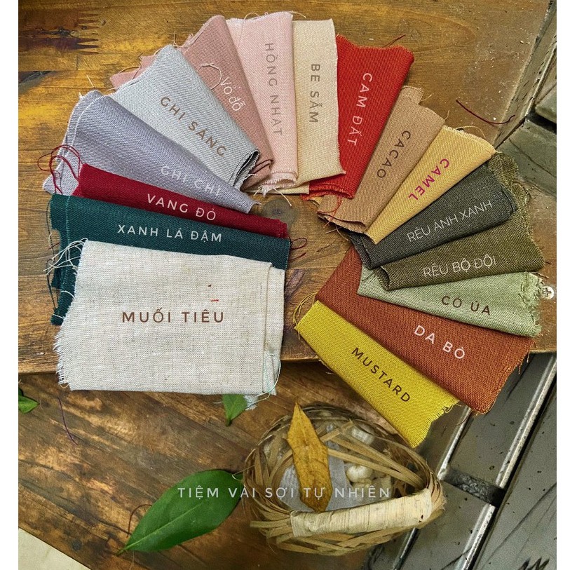 Vải linen bột khổ 1.4m - Gam màu vintage ngẫu hứng Lamoc - Tiệm vải sợi tự nhiên