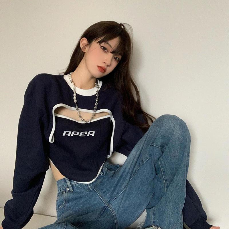COZOK Bộ Áo vest + Áo Tay Dài Kiểu Retro Dễ Phối Đồ