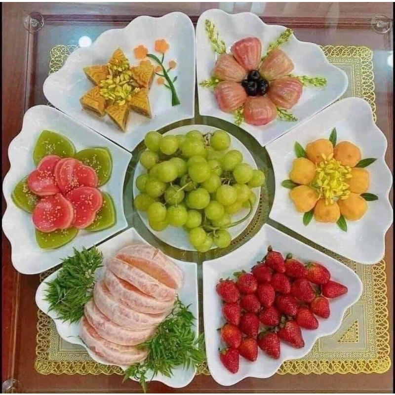 Bộ bát đĩa hoa mặt trời 7 món:1 tô, 6 đĩa