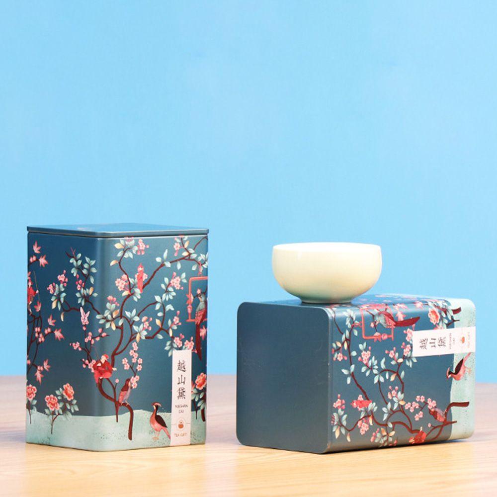 Hộp Đựng Trà / Cà Phê / Bánh Kẹo Hình Vuông Họa Tiết Hoa Mận Phong Cách Trung Quốc