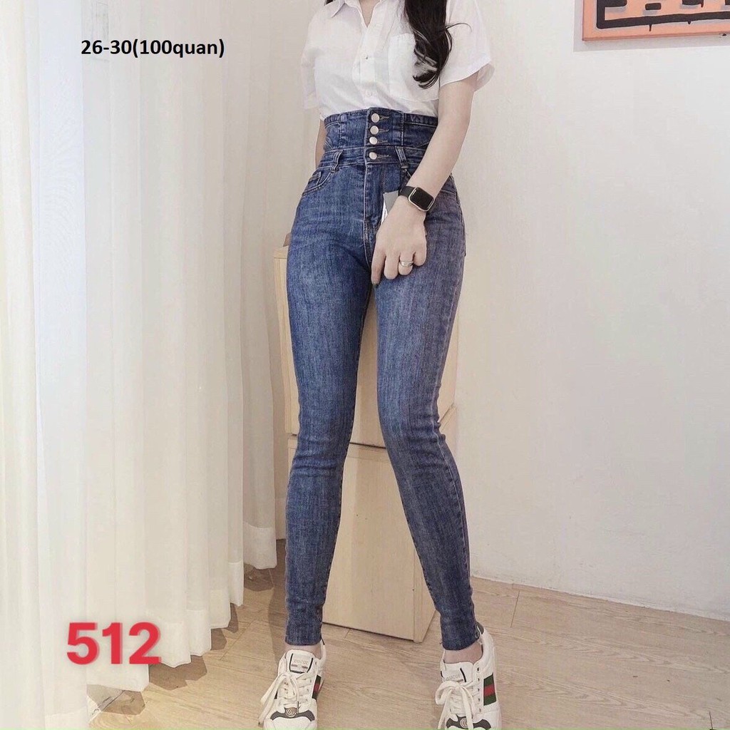 Quần jean nữ chất co giãn, quần bò nữ xanh rách cạp cao nhiều mẫu PN ms508