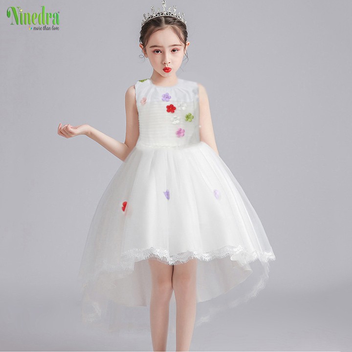 Đầm công chúa đuôi tôm đính hoa 3D size đại bé gái 22-40kg - Ninedra