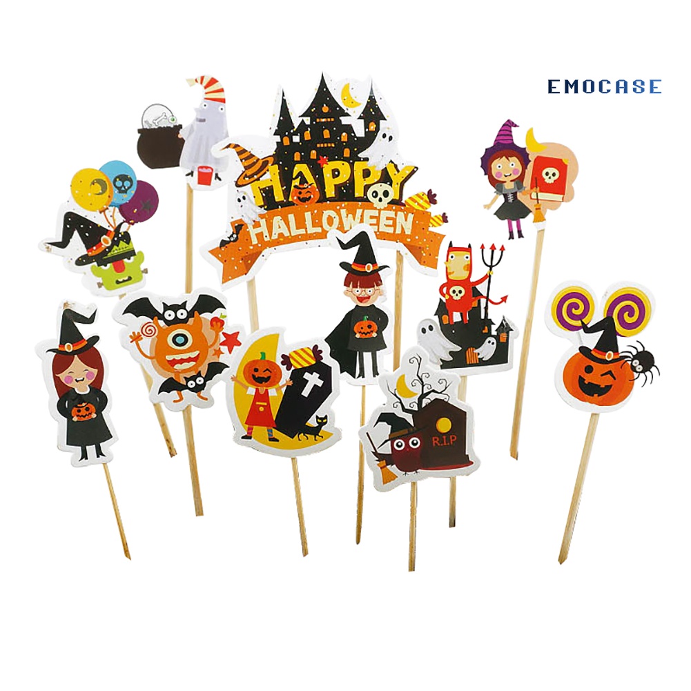 Set 11 Que Cắm Trang Trí Bánh Phong Cách Halloween Độc Đáo