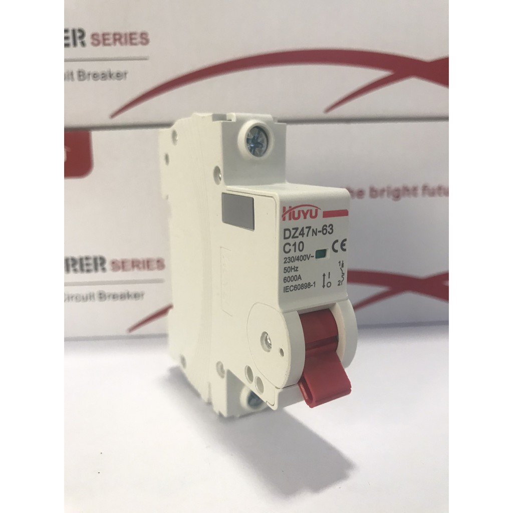 Cầu dao Huyu dz47n-63 MCB 1P 6A, 10A, 16A, 25A, 32A, 40A, 50A, 63A, dòng cắt 6kA,