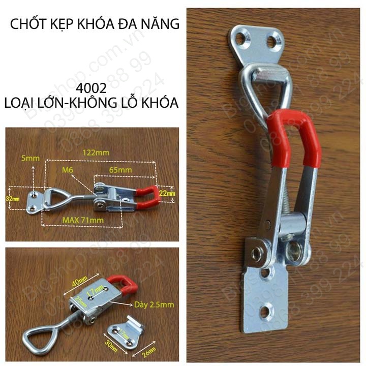 Bộ 2 chốt khóa gài, kẹp nhanh, bằng thép mạ kẽm chống gỉ