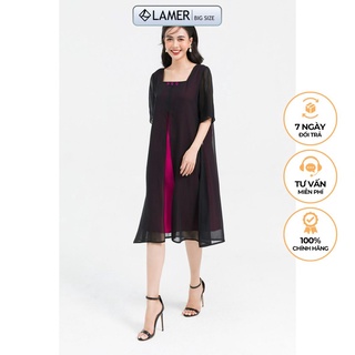 Đầm bigsize dáng suông cổ vuông, váy thời trang nữ LAMER - L63T21H058