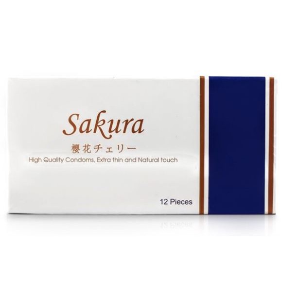 Bao cao su Sakura Nhật Bản siêu mỏng ôm khít, nhiều gai nhỏ li ti hộp 12 chiếc chính hãng