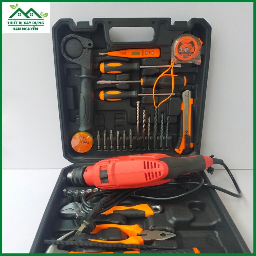 Máy khoan cầm tay Futa,đầu 13mm phụ kiện 30 món,chuyên khoan tường,sắt,gỗ,bắn tôn,khoan điện gia đình